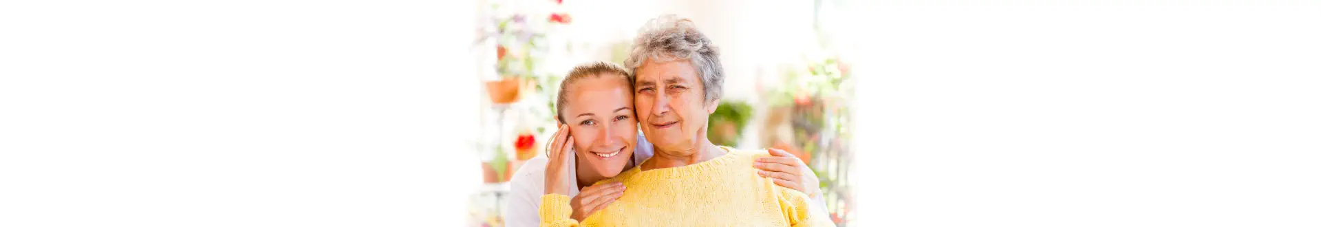 Caregiver and patient happy fun on the porch